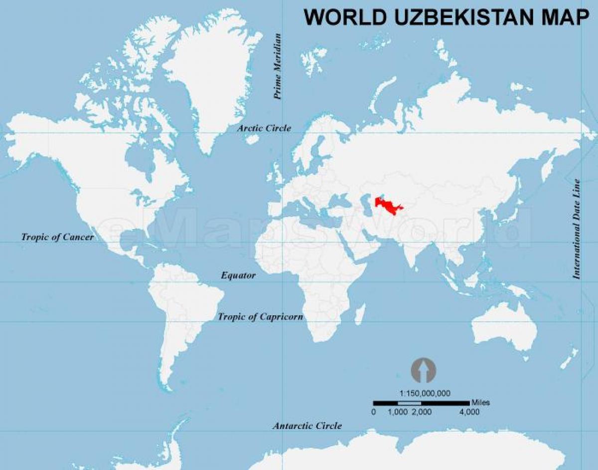 Uzbekistan ubicació en el mapa del món