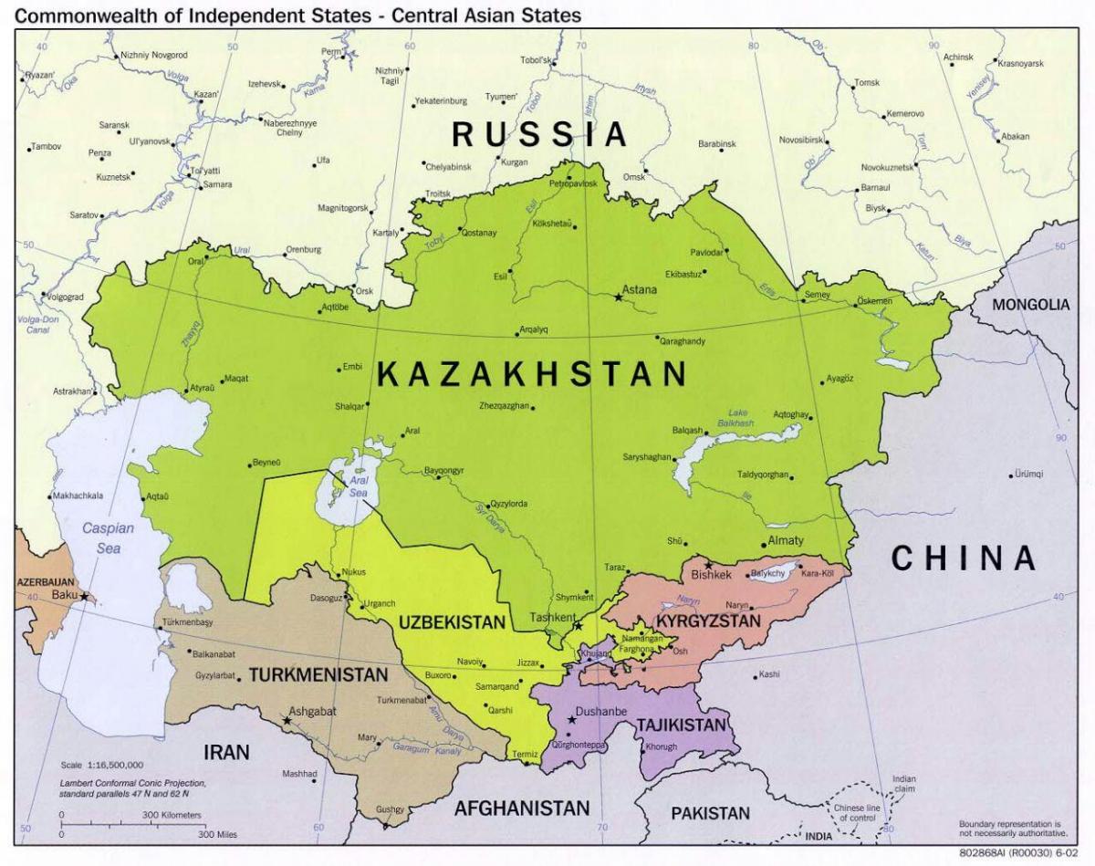 Uzbekistan rússia mapa