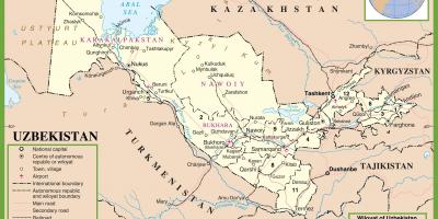 Mapa d'Uzbekistan política 